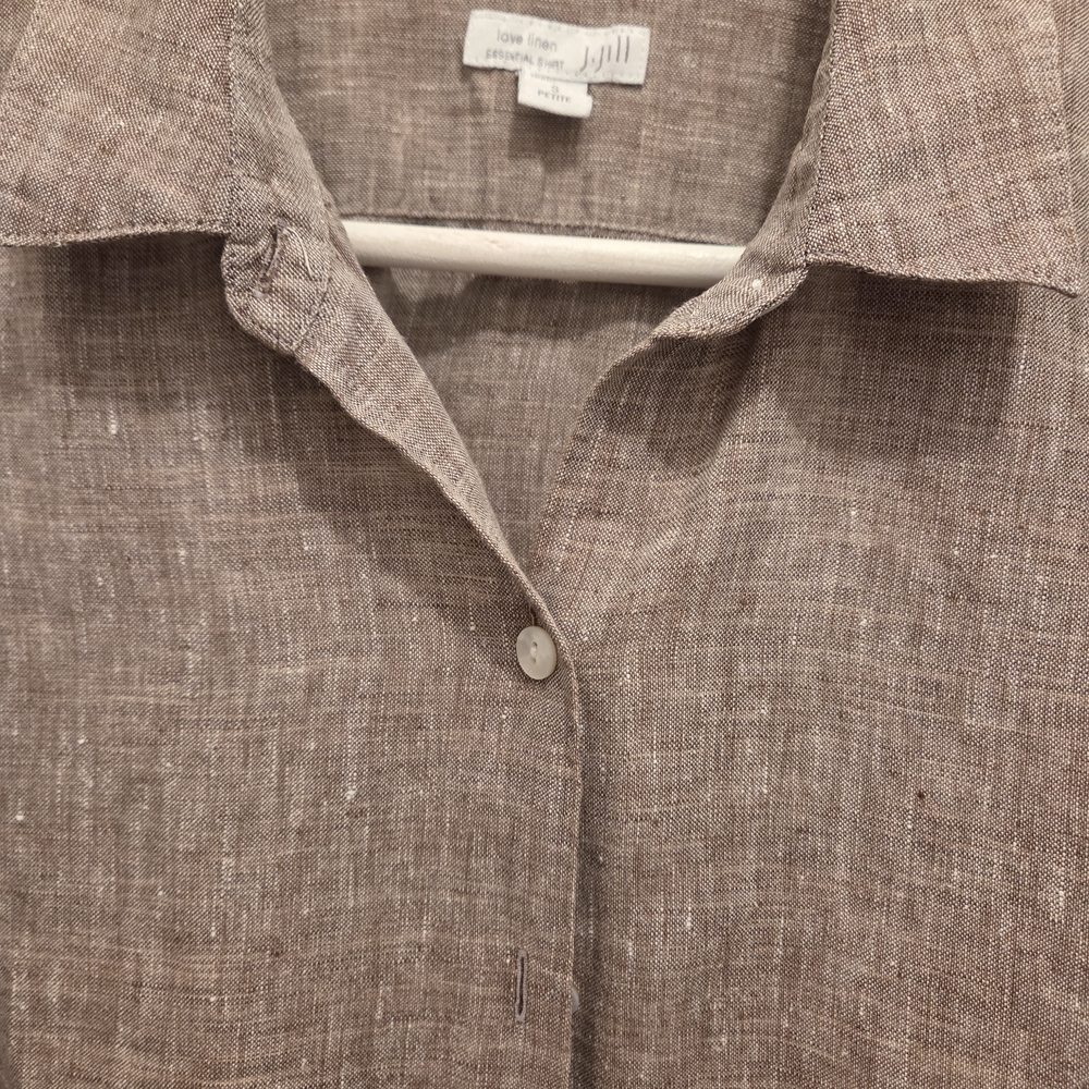J Jill 100% Linen Petite S blouse Brown - Picture 8 of 8
